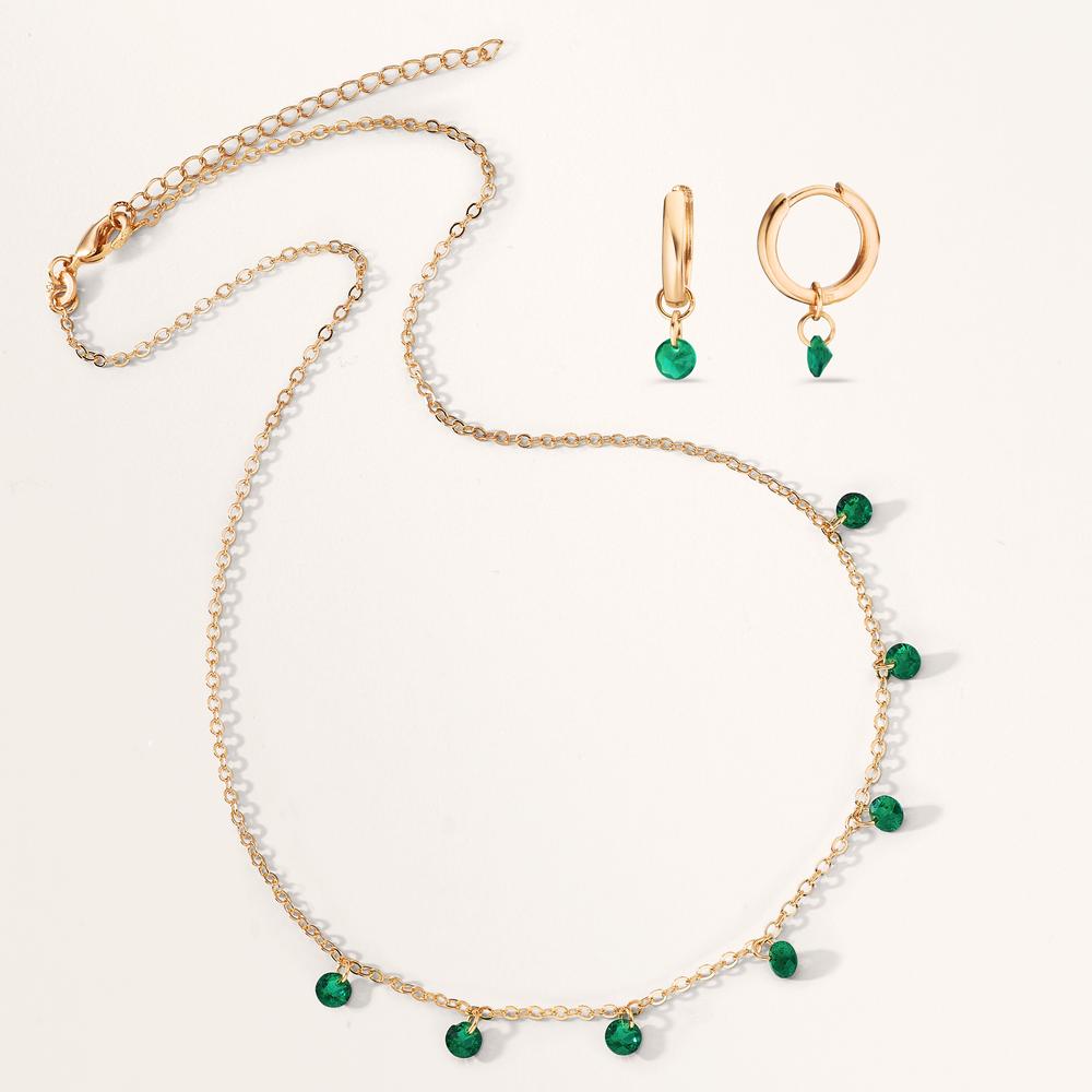 Hoop with pendant Bronze Zirconia Green