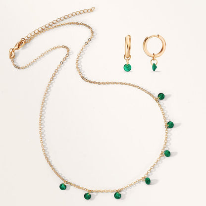 Hoop with pendant Bronze Zirconia Green