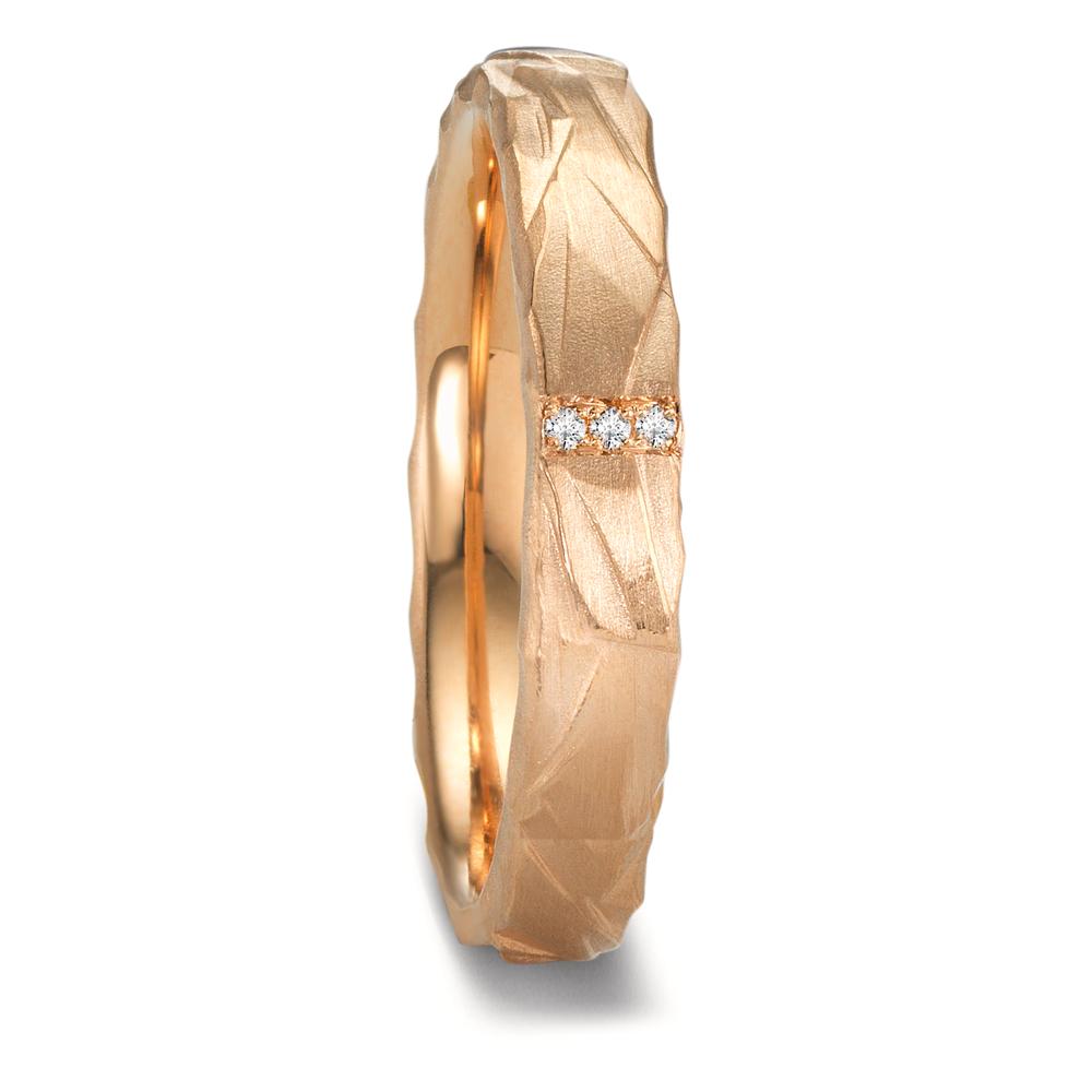 Wedding Ring 18k Rose Gold Diamond 0.012 ct, 3 Stones, w-si