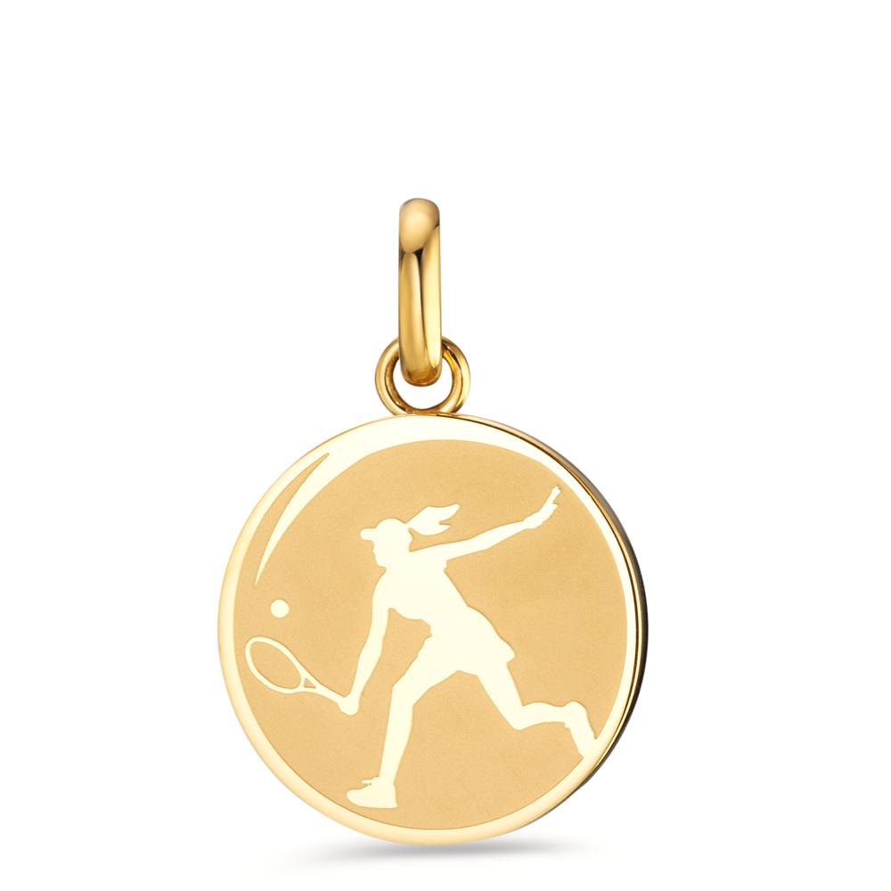 Pendant Stainless steel Yellow IP coated Tennis Ø18 mm