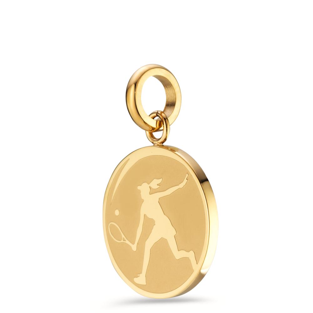 Pendant Stainless steel Yellow IP coated Tennis Ø18 mm