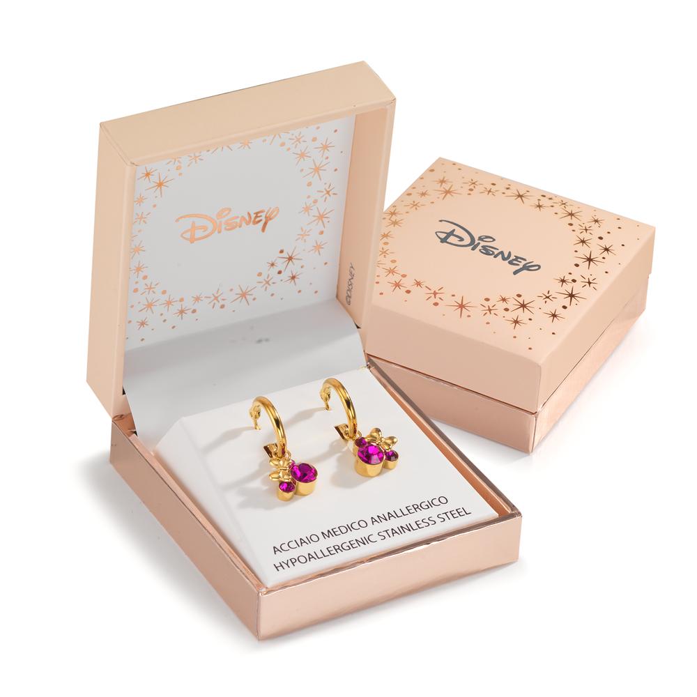 Hoop earrings Stainless steel Zirconia Pink Yellow IP coated