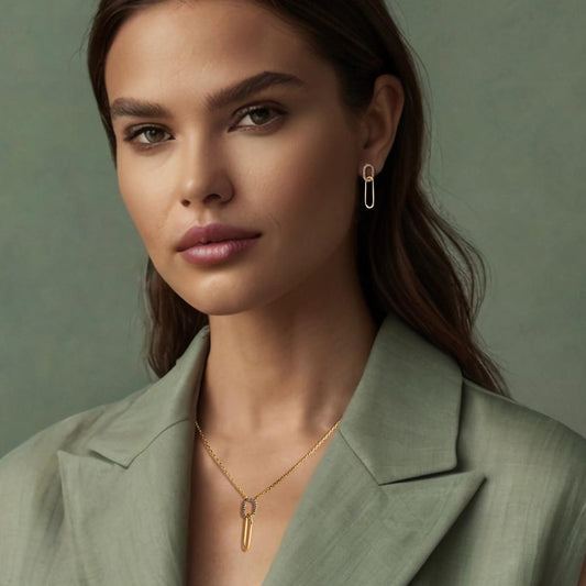 Necklace Bronze Zirconia 40-45 cm