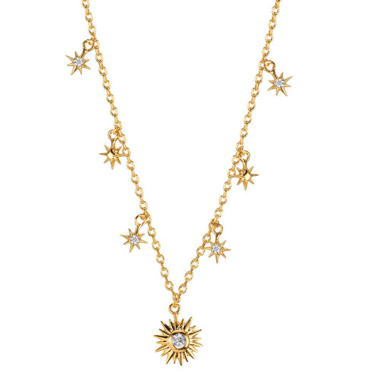Necklace Bronze Zirconia 7 Stones gold plated 3 microns Star 40-45 cm