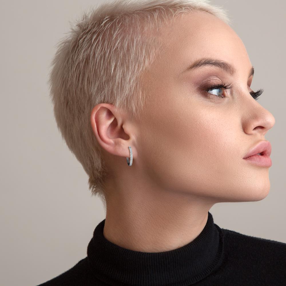 Hinged hoop 18k White Gold Diamond 0.25 ct, 84 Stones, w-si