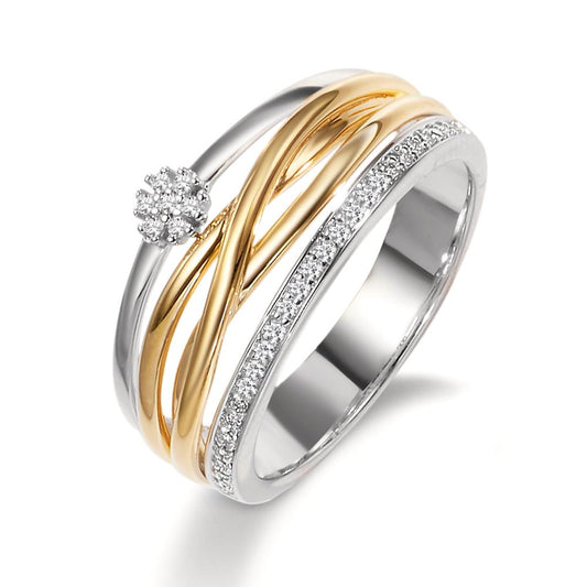 Ring 18k Yellow Gold, 18k White Gold Diamond 0.13 ct, w-si