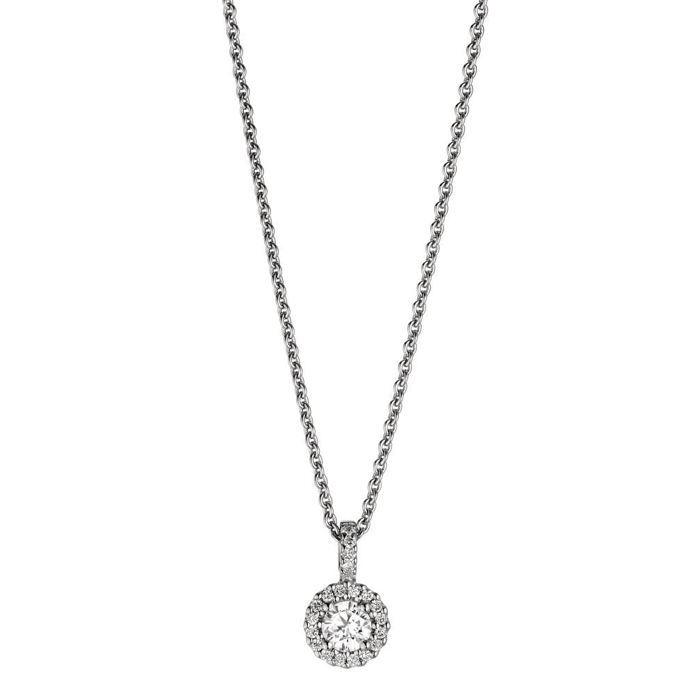 Necklace 18k White Gold Diamond 0.24 ct, w-si 40-42 cm