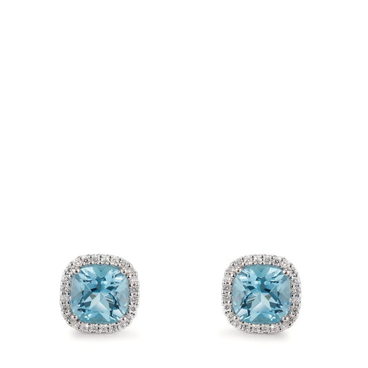 Stud earrings 18k White Gold Diamond 0.18 ct, w-si, Topaz Blue, 0.40 ct Ø8.5 mm