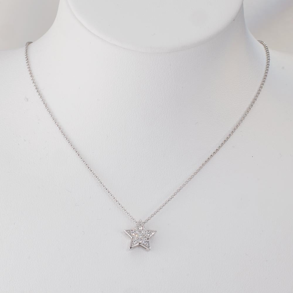 Pendant 18k White Gold Diamond 0.08 ct, w-si Star Ø10 mm
