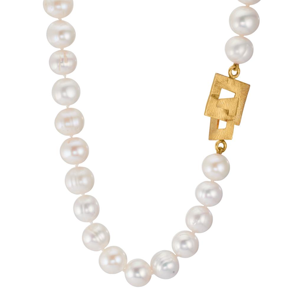 Necklace Silver Yellow Gold plated Freshwater pearl 11-11.5 mm 50 cm