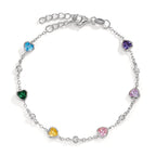 Bracelet Silver Zirconia Colorful, 11 Stones Rhodium plated