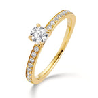 Solitaire ring 18k Yellow Gold Diamond White, 0.30 ct, brilliant, w-si, Diamond White, 0.20 ct, 18 Stones, brilliant, w-si