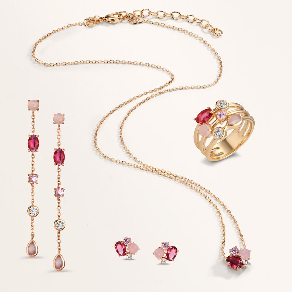 Necklace Bronze Zirconia 4 Stones Gold plated 40-45 cm