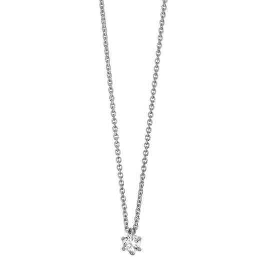 Necklace 18k White Gold Diamond 0.15 ct, w-si 40-42 cm