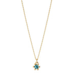 Necklace 14k Yellow Gold London Blue Topaz 0.13 ct 39-42 cm