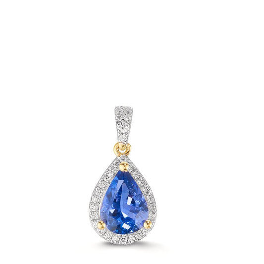 Pendant 18k Yellow Gold Tanzanite 1.01 ct, Diamond 0.12 ct, w-si
