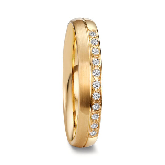 Wedding Ring 18k Yellow Gold Diamond 0.055 ct, 11 Stones, tw-vsi