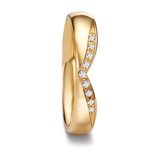 Wedding Ring 18k Yellow Gold Diamond 0.045 ct, 9 Stones, tw-vsi