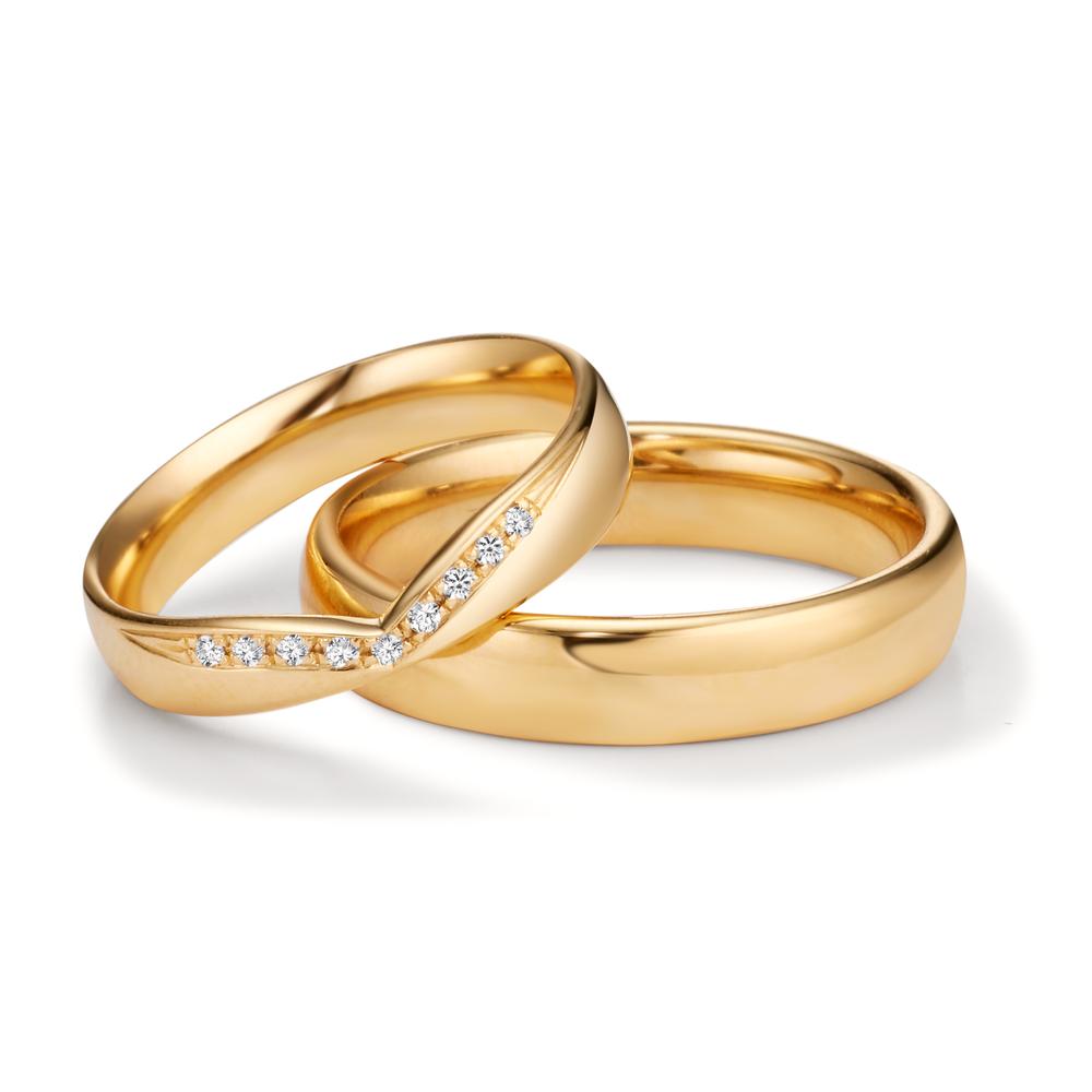 Wedding Ring 18k Yellow Gold Diamond 0.045 ct, 9 Stones, tw-vsi