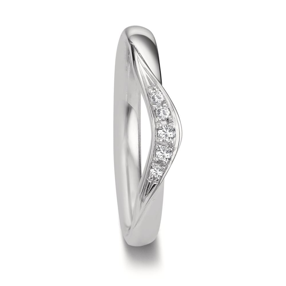 Wedding Ring 18k White Gold Diamond 0.045 ct, 5 Stones, tw-vsi