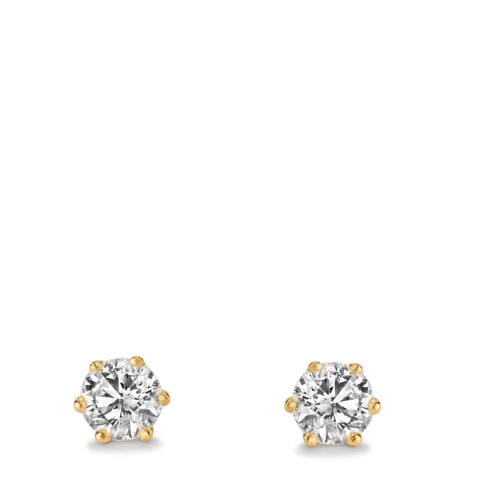 Stud earrings 18k Yellow Gold Lab-grown Diamond 1 ct, 2 Stones, w-si Ø5.5 mm