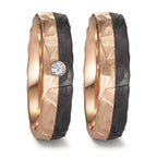 Wedding Ring 14k Rose Gold, Carbon Diamond 0.03 ct, w-si