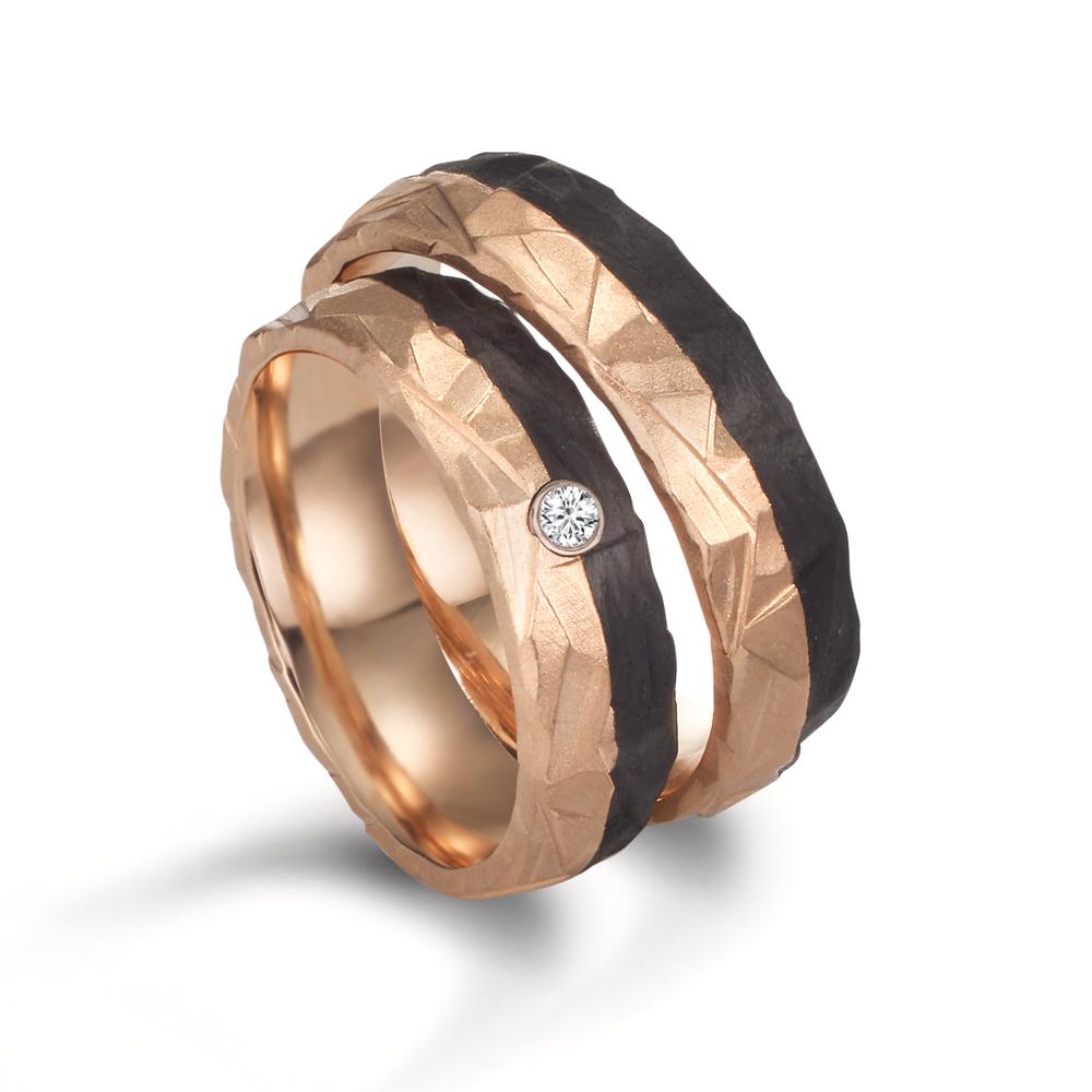 Wedding Ring 14k Rose Gold, Carbon