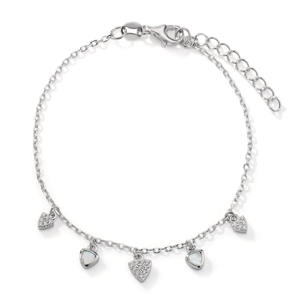 Bracelet Silver Zirconia Rhodium plated Mother of pearl 16-19 cm