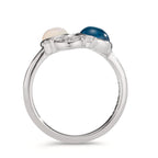 Ring Silver Zirconia, Topaz Blue, Opal Rhodium plated
