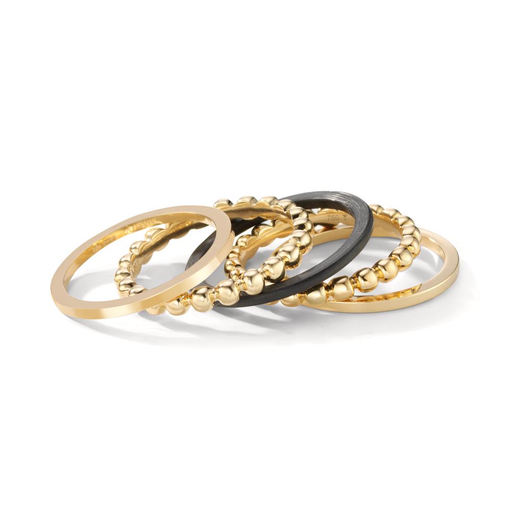 Ring set 18k Yellow Gold, Carbon