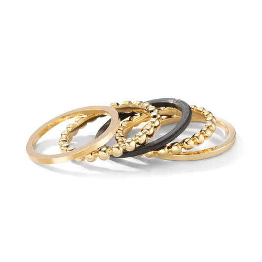 Ring set 18k Yellow Gold, Carbon