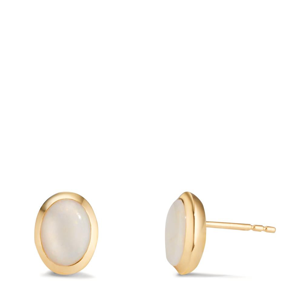 Stud earrings 18k Yellow Gold Opal 2 Stones