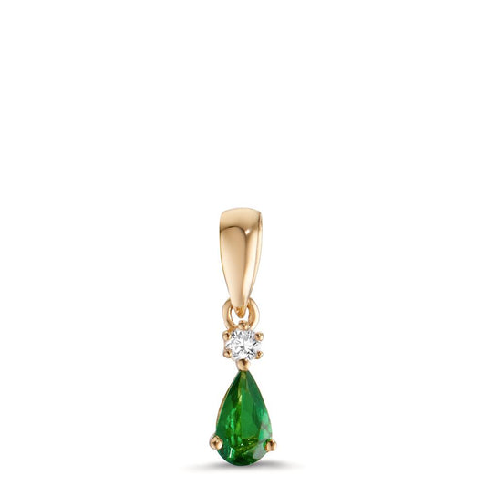 Pendant 18k Yellow Gold Garnet Green, Diamond 0.025 ct, w-si