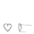 Stud earrings 18k White Gold Diamond 0.045 ct, 18 Stones, w-si Heart Ø7 mm