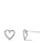 Stud earrings 18k White Gold Diamond 0.045 ct, 18 Stones, w-si Heart Ø7 mm
