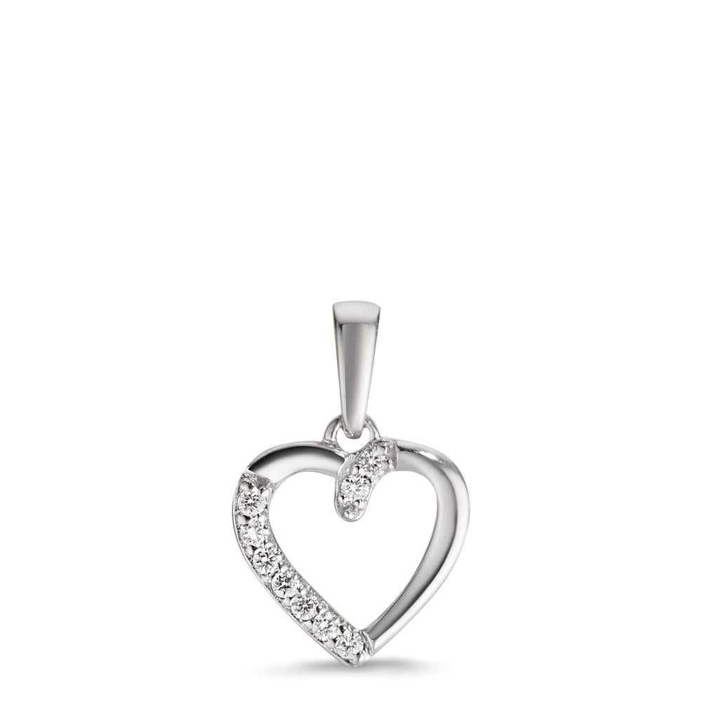 Pendant 18k White Gold Diamond 0.05 ct, 9 Stones, w-si Heart Ø9.5 mm