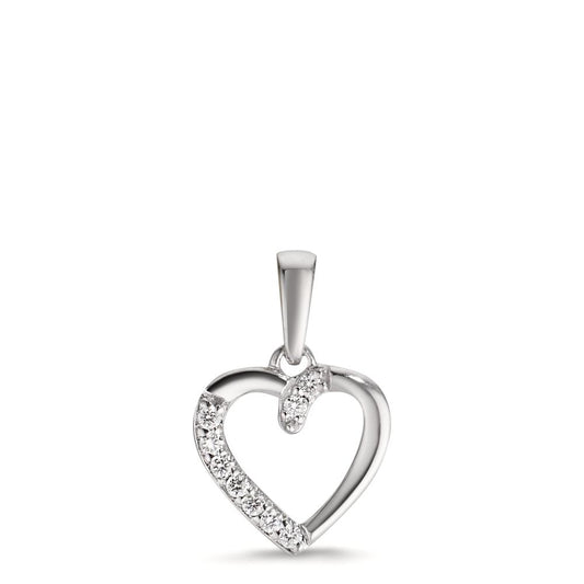 Pendant 18k White Gold Diamond 0.05 ct, 9 Stones, w-si Heart Ø9.5 mm