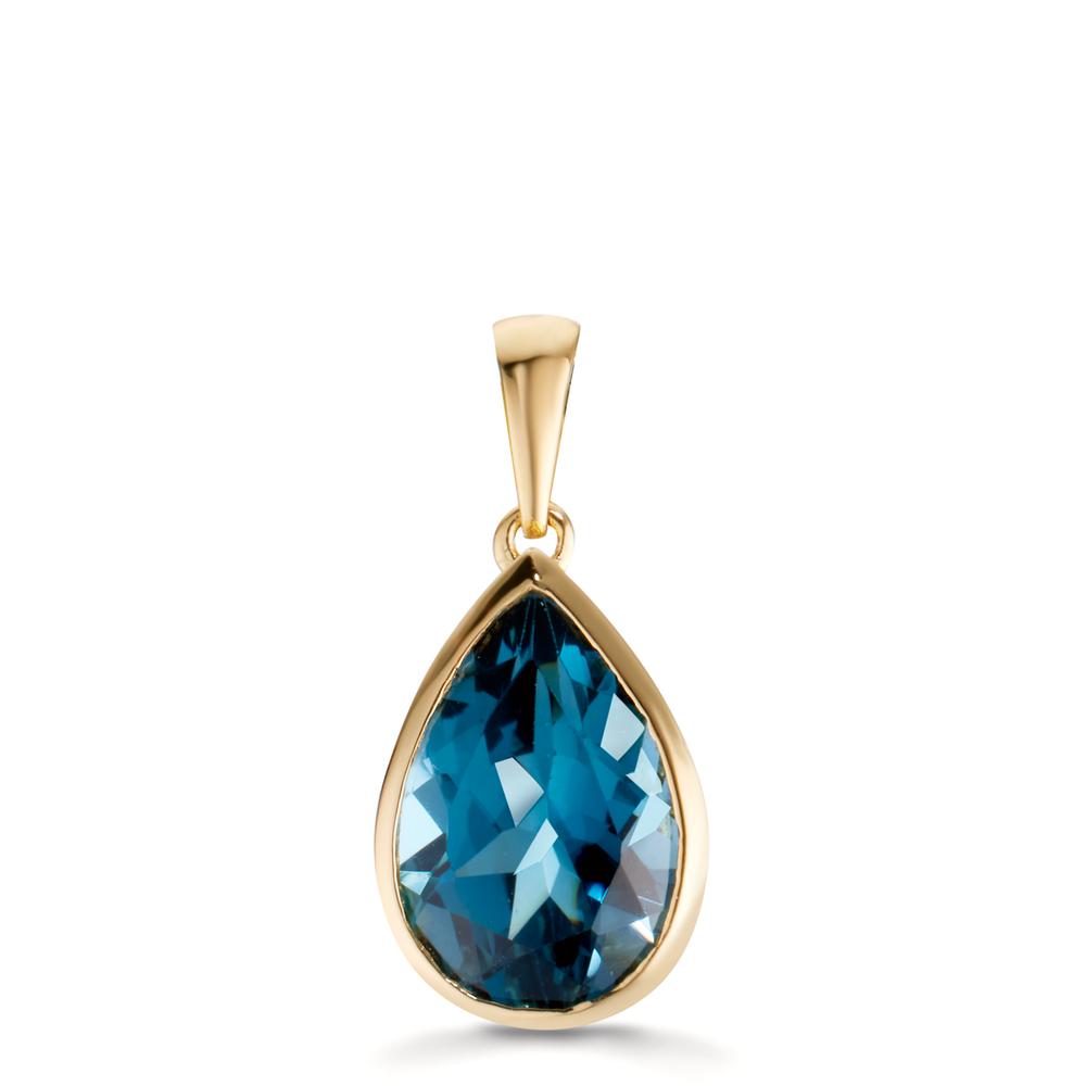 Pendant 18k Yellow Gold London Blue Topaz