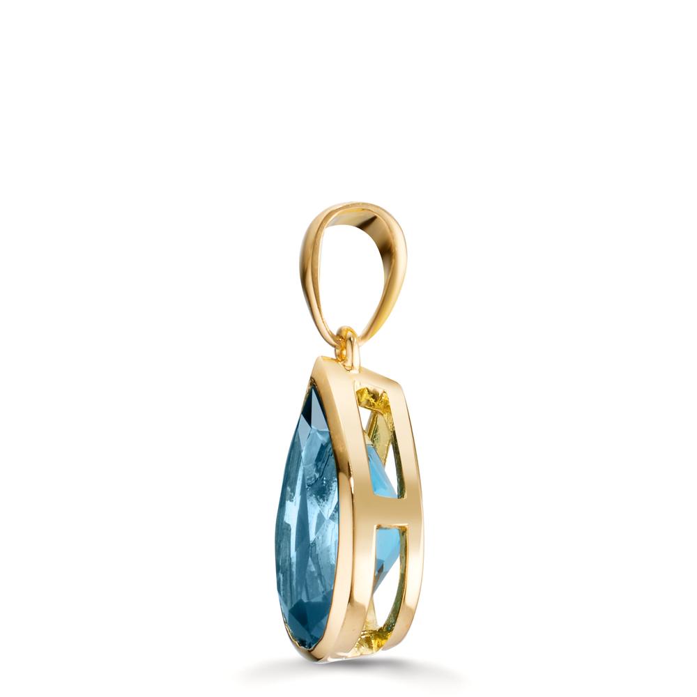 Pendant 18k Yellow Gold London Blue Topaz