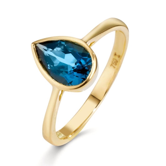 Ring 18k Yellow Gold London Blue Topaz