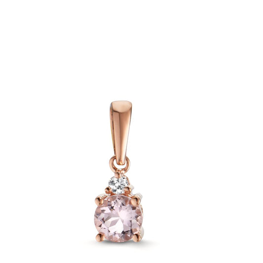 Pendant 18k Red Gold Morganite Pink, Diamond 0.03 ct, w-si