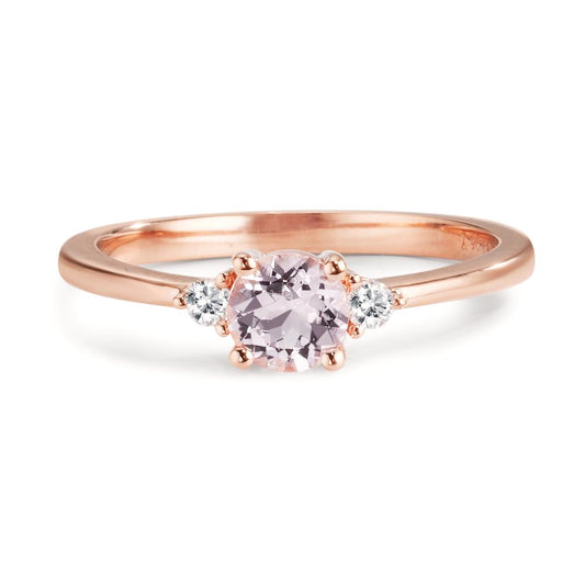 Ring 18k Red Gold Morganite Pink, Diamond 0.065 ct, 2 Stones, w-si