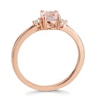 Ring 18k Red Gold Morganite Pink, Diamond 0.065 ct, 2 Stones, w-si