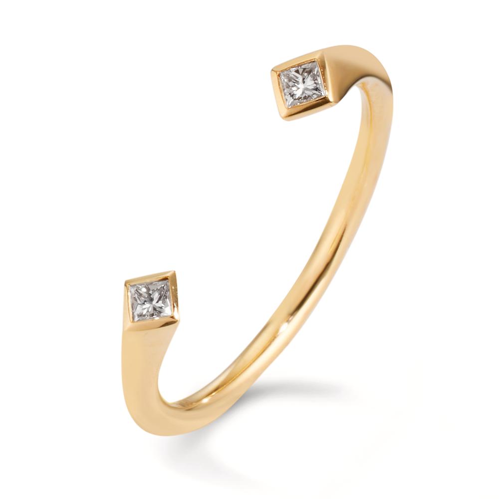 Ring 18k Yellow Gold Diamond 0.07 ct, 2 Stones, Carree, w-si
