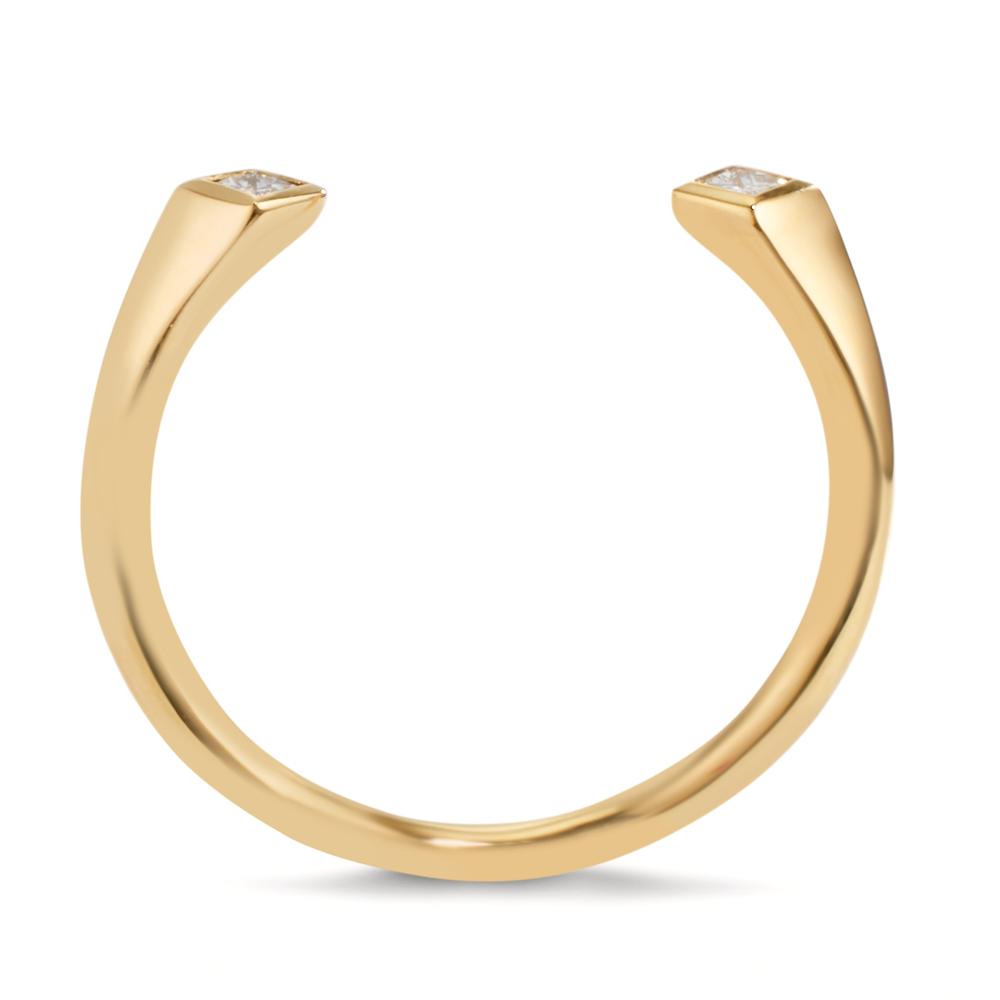 Ring 18k Yellow Gold Diamond 0.07 ct, 2 Stones, Carree, w-si