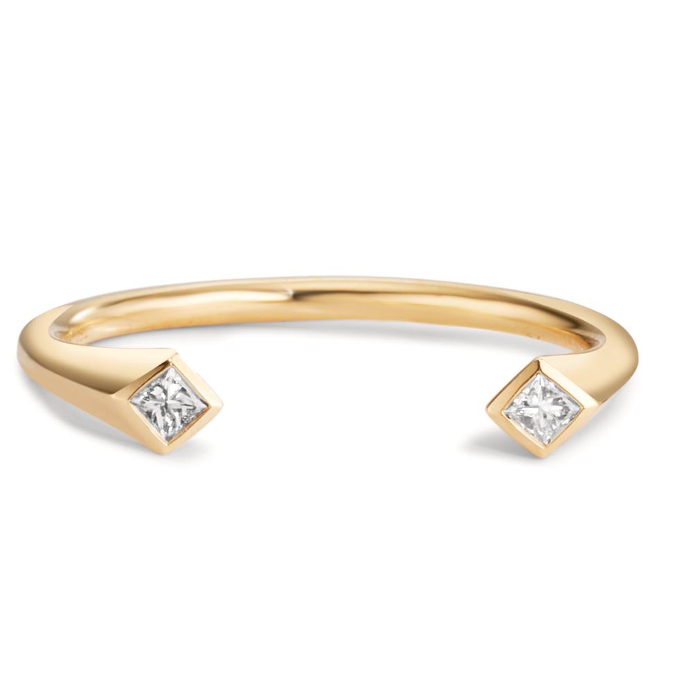 Ring 18k Yellow Gold Diamond 0.07 ct, 2 Stones, Carree, w-si
