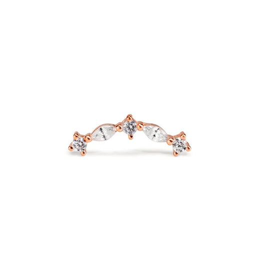 Piercing Silver Zirconia 5 Stones Rose Gold plated
