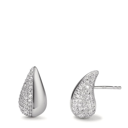 Stud earrings Silver Zirconia Rhodium plated