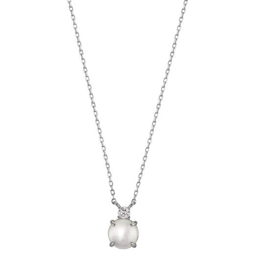 Necklace Silver Zirconia Rhodium plated Mother of pearl 40-45 cm