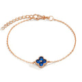 Bracelet Silver Zirconia Sapphire blue, 4 Stones Rose Gold plated Flower